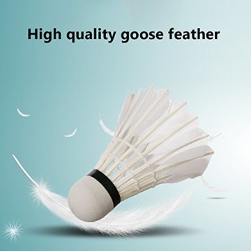 12 Stück Badminton Bälle, Gänsefeder Badminton Federbälle Shuttle Mit hoher Stabilität und Haltbarkeit Gänsefedern Federball Shuttlecocks Indoor Outdoor Sport Training Badmintonbälle - 3