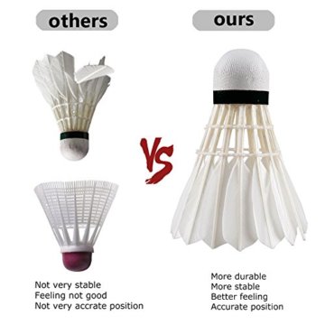 12 Stück Badminton Bälle, Gänsefeder Badminton Federbälle Shuttle Mit hoher Stabilität und Haltbarkeit Gänsefedern Federball Shuttlecocks Indoor Outdoor Sport Training Badmintonbälle - 4