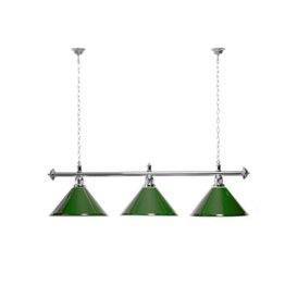 Billardlampe 3 Schirme grün / silberfarbene Halterung - 1