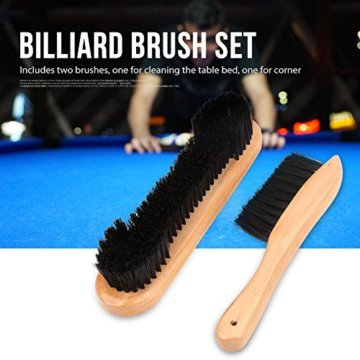 Dilwe Billardtisch Bürsten Pinsel Schiene Pinsel Pool Snooker Rosshaar Holzgriff Billardtisch Reinigungswerkzeug 2 Stück - 4