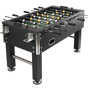 Jago Tischfussball Tischkicker (Farbwahl) Chromoptik Höhenverstellbare Standfüße inkl. 4 Getränkehalter und 4 Spielbälle (Schwarz) - 2