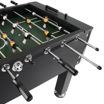 Jago Tischfussball Tischkicker (Farbwahl) Chromoptik Höhenverstellbare Standfüße inkl. 4 Getränkehalter und 4 Spielbälle (Schwarz) - 4