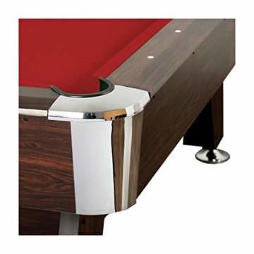 Maxstore 7 ft Billardtisch Premium“ + Zubehör, 9 Farbvarianten, 214x122x82 cm (LxBxH), dunkles Holzdekor, rotes Tuch - 4