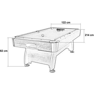 Maxstore 7 ft Billardtisch Premium“ + Zubehör, 9 Farbvarianten, 214x122x82 cm (LxBxH), schwarzes Dekor, grünes Tuch - 3