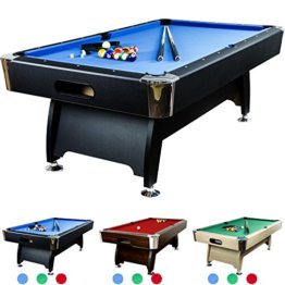 Maxstore 8 ft Billardtisch Premium“ + Zubehör, 9 Farbvarianten, 244x132x82 cm (LxBxH), schwarzes Dekor, blaues Tuch - 1