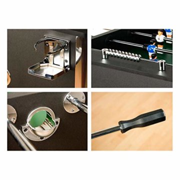 Maxstore Kickertisch „Leeds“ in 4 Farben, Tischfußball inkl. 4 Bälle + 2 Getränkehalter, Tischkicker ca. 60kg - Schwarz - 6